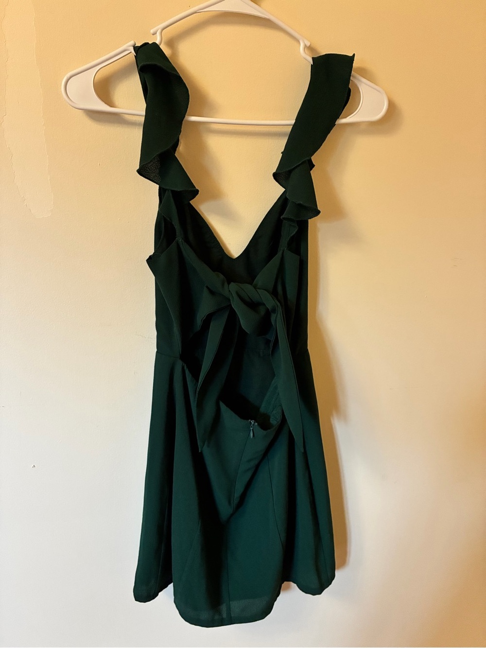Showpo Dark Green Ruffle Strap Tie-Front Mini Dress